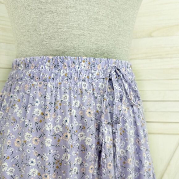 Aeropostale Y2K Floral Tie Waist Flippy Mini Skirt Purple Small - Picture 6 of 13